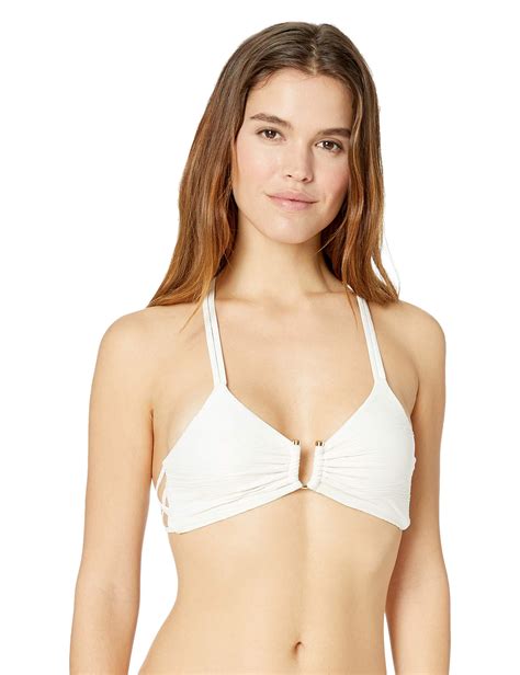 Vince Camuto Textured Bikini Top Swimsuit With Hardware Detail In