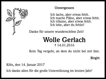 Traueranzeigen Von Wolle Gerlach WirTrauern