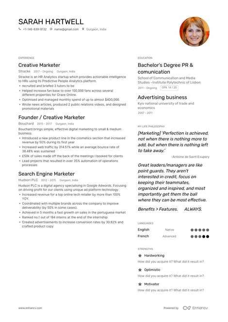 Creative Marketer Resume Examples, Skills, Templates & More for 2021