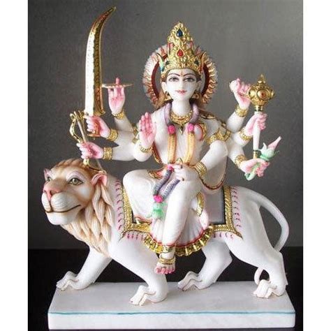 Eco Friendly White Marble Durga Mata Statue At Best Price In Alwar