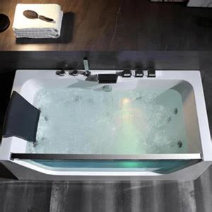 Ivanees White Acrylic Freestanding Whirlpool Jet With Center Drain