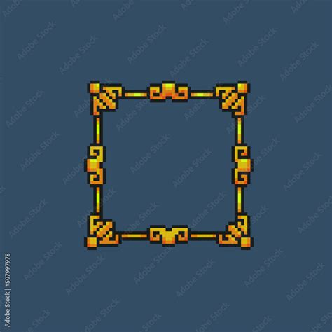 golden frame in pixel art style Stock Vector | Adobe Stock