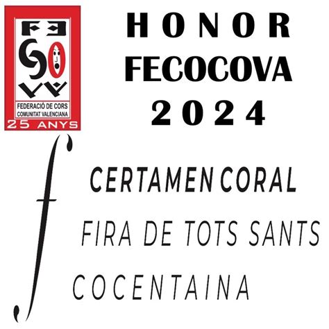 Honor Fecocova A Certamen Coral Fira De Tots Sants De Cocentaina