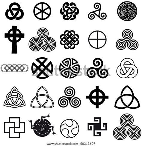 Set Celtic Symbols Icons Vector Tattoo Vetor Stock Livre De Direitos