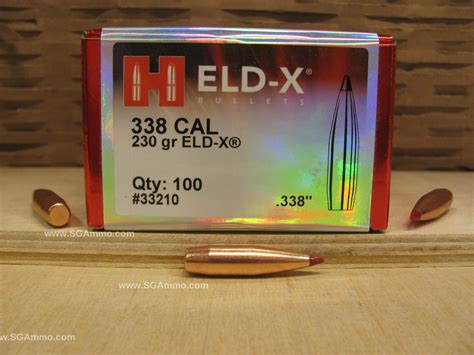 100 Count Box 338 Cal 230 Grain Eld X Projectile For Handloading 338 By Hornady 33210