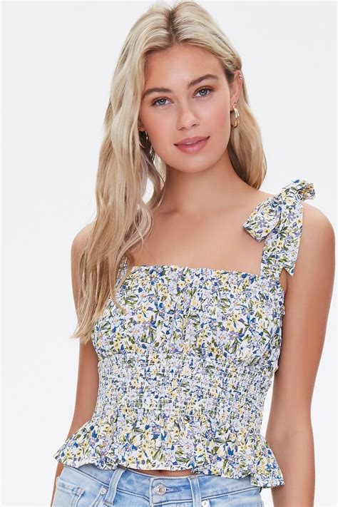 Floral Print Tie Strap Top