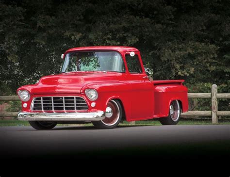 1955 Chevrolet 3100 Pickup Stepside Hotrod Hot Rod Custom Old School Red Usa