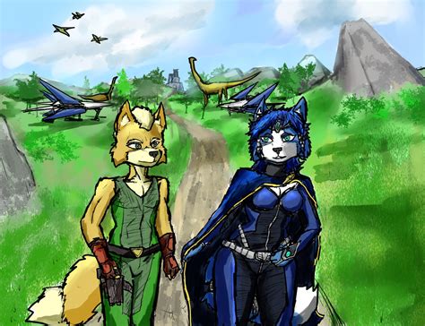 Fox and Krystal out for a stroll on Sauria (shading and background