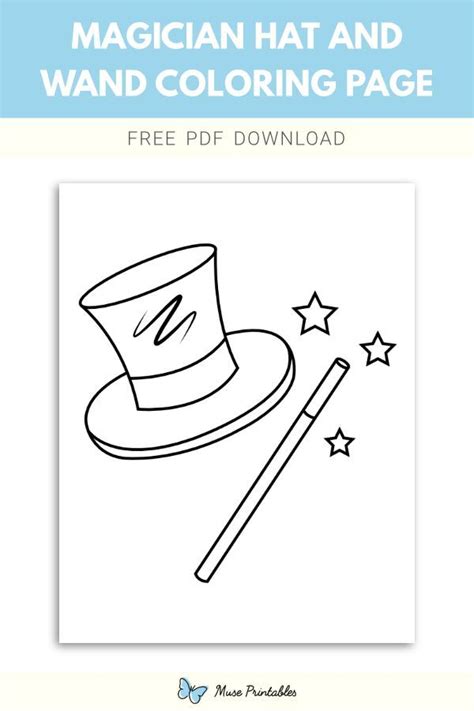 Free Magician Hat And Wand Coloring Page Coloring Pages The