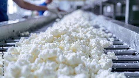 Regular Cottage Cheese Production In A Factory Using Modern Technology