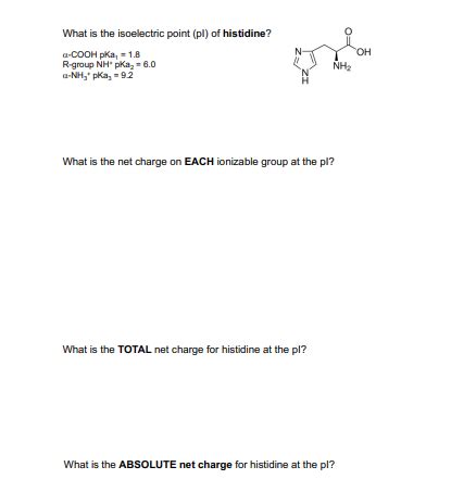 Solved What Is The Isoelectric Point Pl Of Histidine Chegg