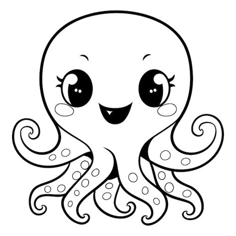 Sch Ne Zeichentrickfilm Octopus Vektor Illustration Isoliert Auf Wei Em