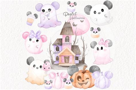 Halloween Pastel Ghost clipart PNG files.