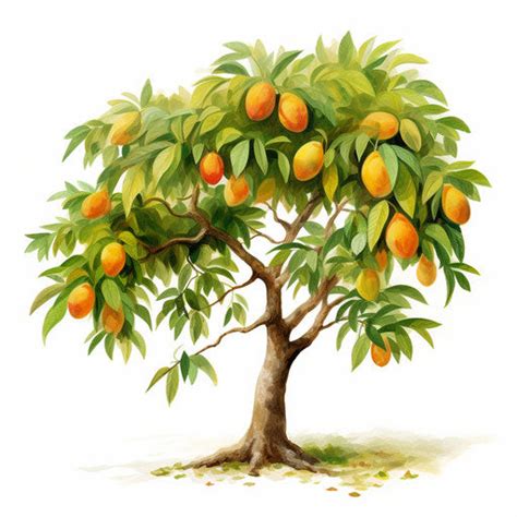 Mango Tree Clipart In Oil Painting Style Hd Vector 4k Imagella