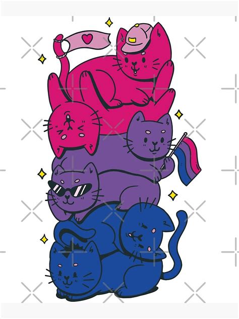 Bisexual Pride Parade 2022 Funny Kawaii Kitty Cat Stack Subtle Bi