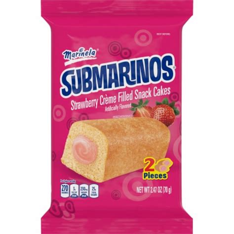 Marinela Submarines Strawberry Crème Filled Snack Cakes, 2 pc / 1.24 oz ...