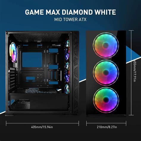 Buy Gim Atx Mid Tower Pc Case With Rgb Fans Pre Installed Black Pc