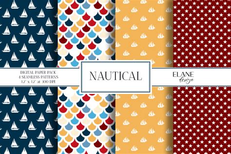 Nautical Digital Paper Pack By ElaneDesign TheHungryJPEG