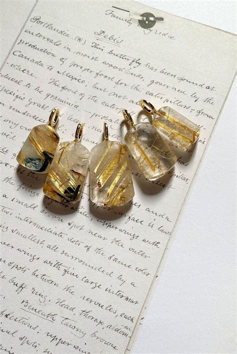 Gold Rutilated Quartz Pendant Golden Rutile Quartz Pendant Etsy