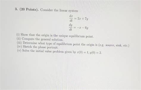 Solved 3 20 Points Consider The Linear System Day 2x