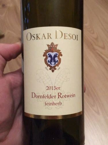 Oskar Desoi Dornfelder Feinherb Vivino Australia