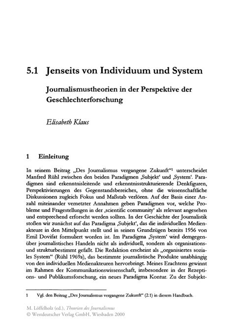 Pdf Jenseits Von Individuum Und System Journalismustheorien In Der Perspektive Der