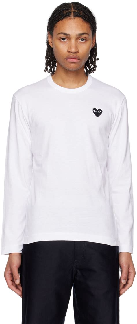 Comme Des GarÇons Play White Heart Long Sleeve T Shirt Ssense Canada