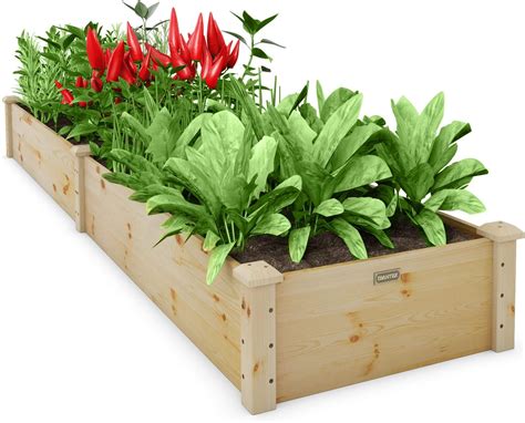 Giantex Wooden Raised Garden Bed Rectangular Planter Box