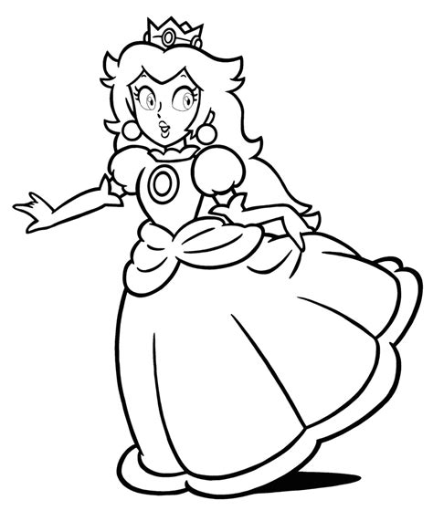 Mario Princess Peach Coloring Page Free Printable Coloring Pages