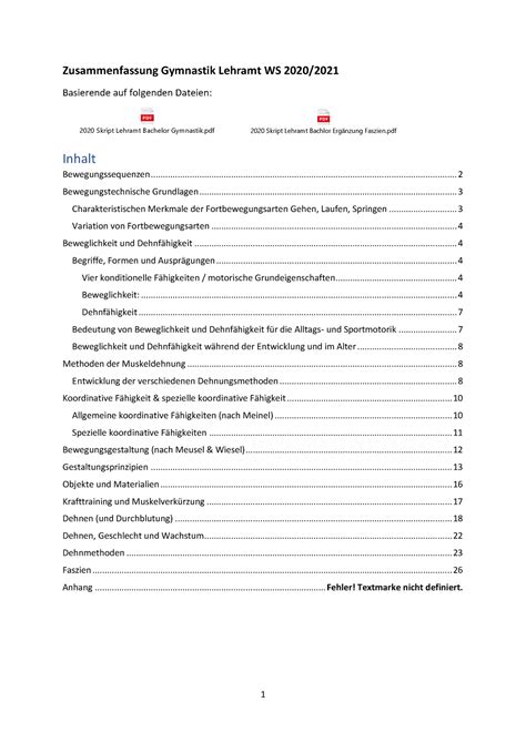 Zusammenfassung Gymnastik Lehramt WS 2020 2 0 Basierende Auf