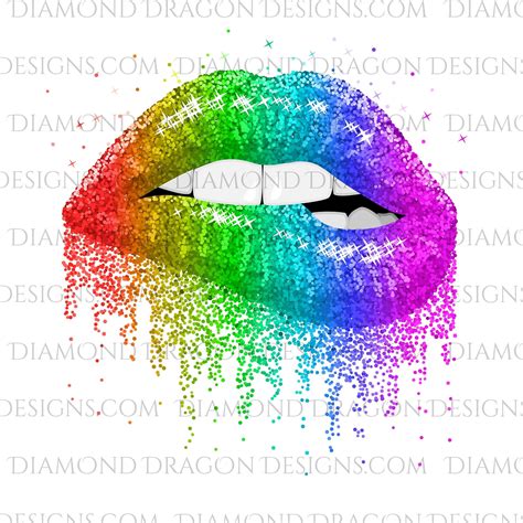 Dripping Glitter Lips, Rainbow Lips, Glitter Biting Lips, Pride ...