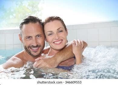 Couple Enjoying Hot Tub Bath Spa Stock Photo (Edit Now) 346609553