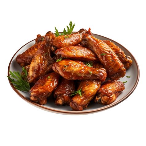 A Plate Of Chicken Wings Isolated On Transparent Background Png