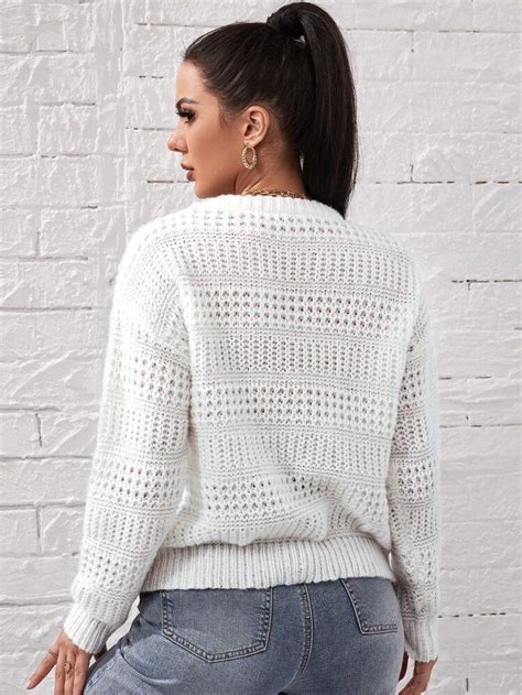 Drop Shoulder Pointelle Knit Sweater Artofit