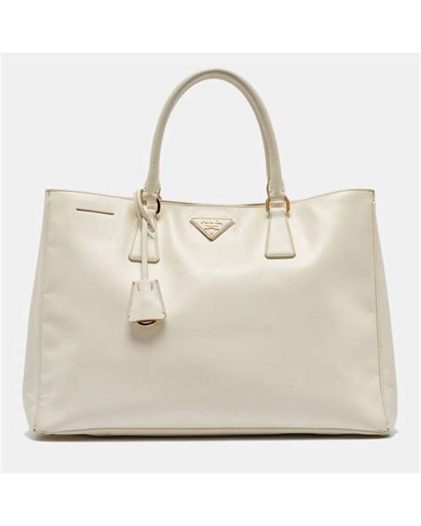 Prada Saffiano Leather Large Galleria Tote In Natural Lyst