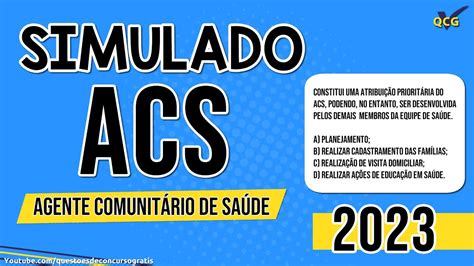 Simulado ACS Agente Comunitário de Saúde 2023 YouTube