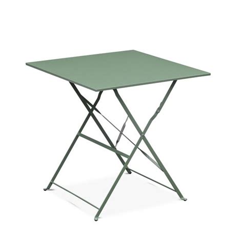 Salon de jardin bistrot pliable Emilia carré vert de gris Table