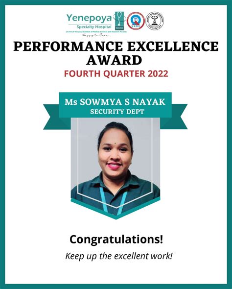 Performance Excellence Award - Quarter 4, 2022 - Yenepoya Specialty ...