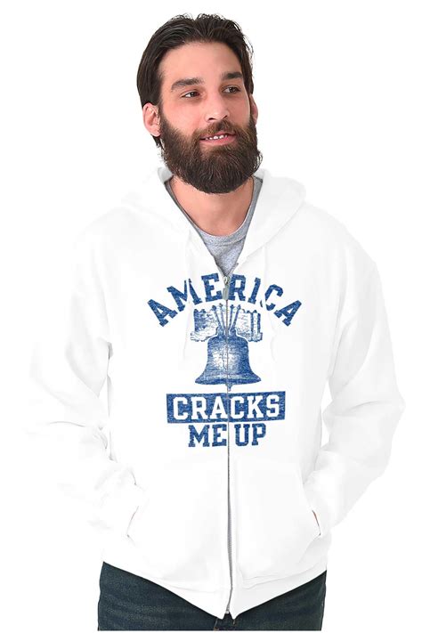 America Cracks Me Up Liberty Bell Usa Zip Up Hoodie Mens Womens