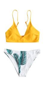 Zaful Frauen Sexy Krawatte Schultern Gerippten Bikini Set Gepolsterte