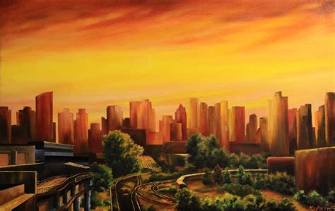 City landscape - oil painting