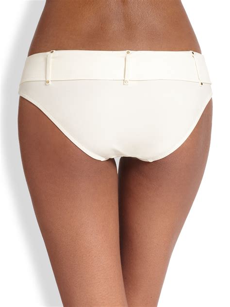 Shan Sofia Belted Bikini Bottom In White Lyst