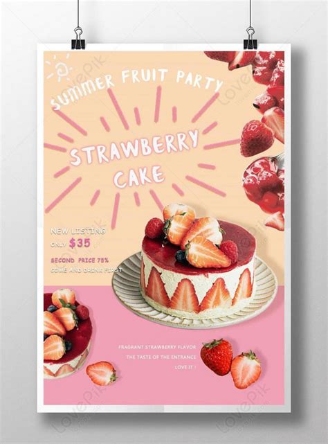 Template Kue Strawberry Poster Makanan Kreatif Untuk Diunduh Gratis