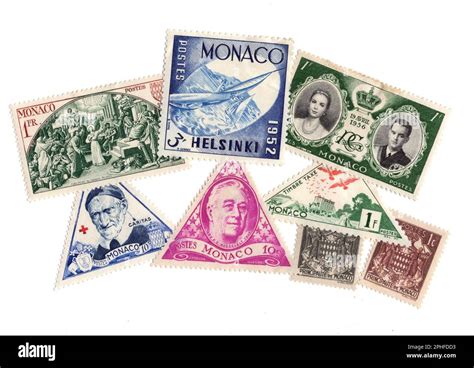 Vintage Mint Postage Stamps From Monaco Isolated On A White Background