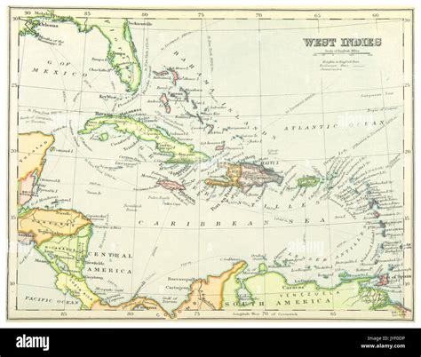 1899 Map Of West Indies Comp By Irvine Stock Photo Alamy