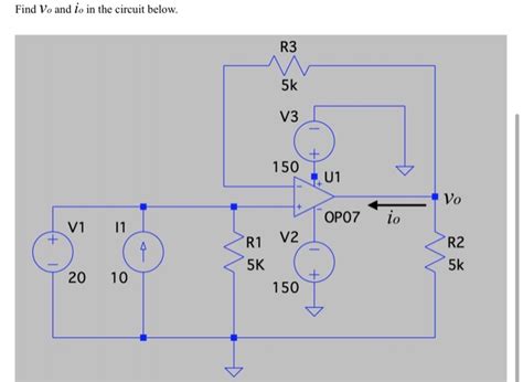 Solved Find Vo And Io In The Circuit Below R3 M 5k V3 150 Chegg