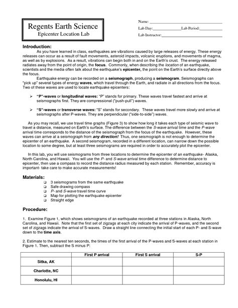 Printable Earth Science Worksheets