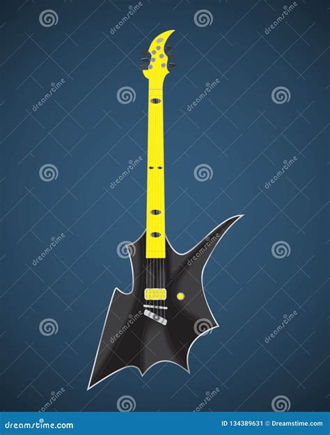 Black and White Electric Guitar Set on White Background. Isolated ...