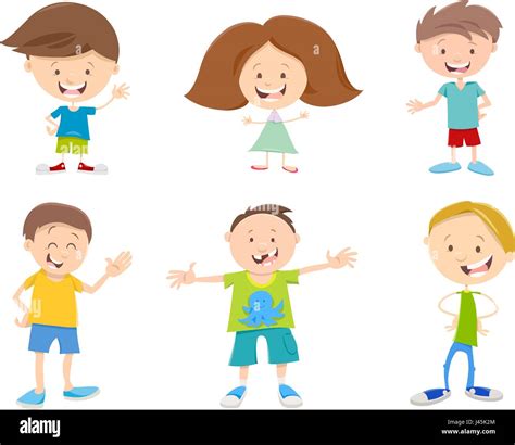 Cartoon Illustration of Happy Children Characters Set Stock Vector ...