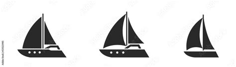 sailing yacht icon set. sailboats for sea travel. sail transport ...